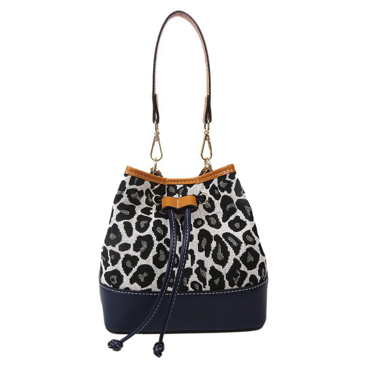 Leopard Handheld Bucket Bag With Drawstring Buckle