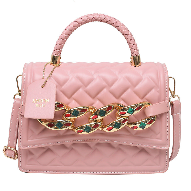Vintage Diamond Color Diamond Chain Shoulder Bag