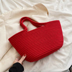 Cotton Woven One hand Portable Large Capacity Bucket Women's Bag