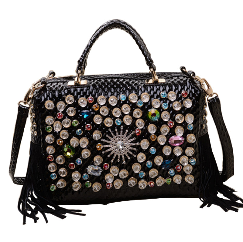 Handbag With Rhinestone Large Capacity Slung Over One Shoulder
