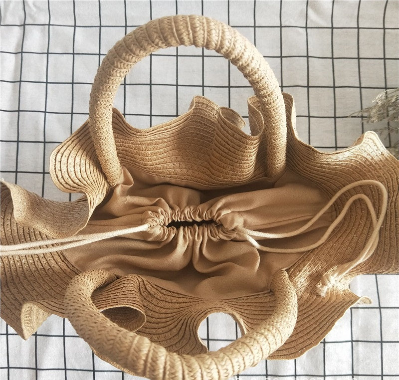 Popular Thin Paper Braids Hat And Straw Women's Bag