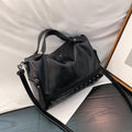 Oil Leather Handbag Shoulder Bag Personality Rivet Crossbody