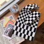 Color Stripe Checkerboard Knitted Shopping Bag Handbag