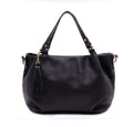 Women's portable diagonal cross-body sling bucket top layer cowhide leather handbag
