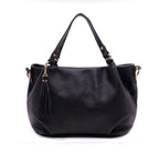 Women's portable diagonal cross-body sling bucket top layer cowhide leather handbag