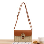 Summer Casual Square Lock Crossbody Woven Bag