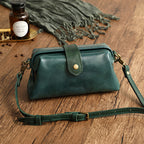 Tanned Leather Small Mouth Gold Shoulder Bag