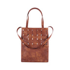 Faux Leather Woven Structure Crossbody Shoulder Bag