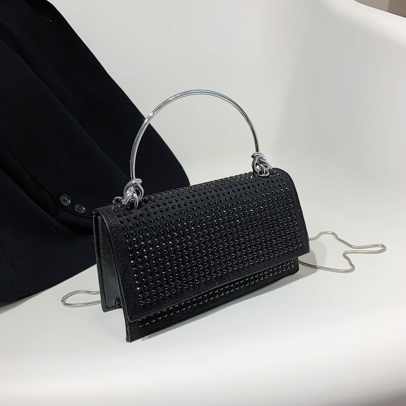 Chain Crossbody Bag Women Handbag Glitter Crystals Plain Daily Silver Black Shoulder Bag