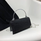 Chain Crossbody Bag Women Handbag Glitter Crystals Plain Daily Silver Black Shoulder Bag