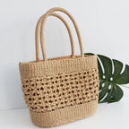 Women's Straw Woven Hollow Hand-held Woven Bag