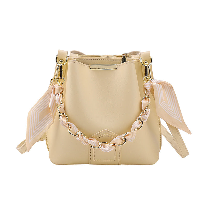 Leather crossbody Tote Bag with Chain Sling Handle