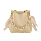 Leather crossbody Tote Bag with Chain Sling Handle
