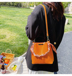 Leather crossbody Tote Bag with Chain Sling Handle