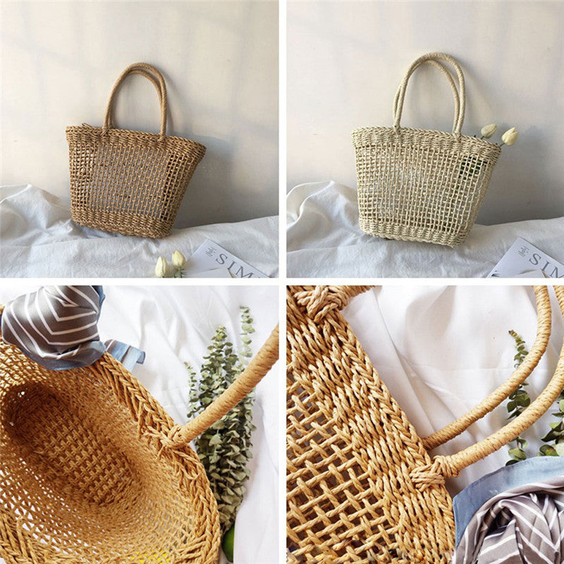 Fashion Simple Casual Hollow Straw bucket Bag