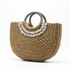 Hand-stitched shell bag round handbag