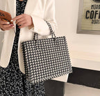 Women's Large Capacity Knitted Hand Plaid Tote Bag