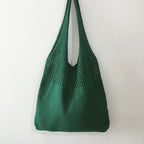 Avocado Green Knit Tote One-Shoulder Sweater shopping Bag