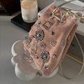 Fully Hand-made Drill Wrapped Banquet Bucket Handbag
