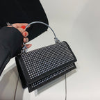Chain Crossbody Bag Women Handbag Glitter Crystals Plain Daily Silver Black Shoulder Bag