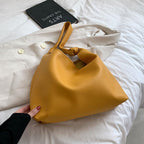 Bucket Shoulder Side Trend Simple Big Handbags PU Leather Totes