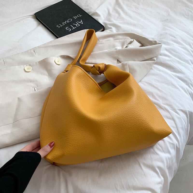 Bucket Shoulder Side Trend Simple Big Handbags PU Leather Totes