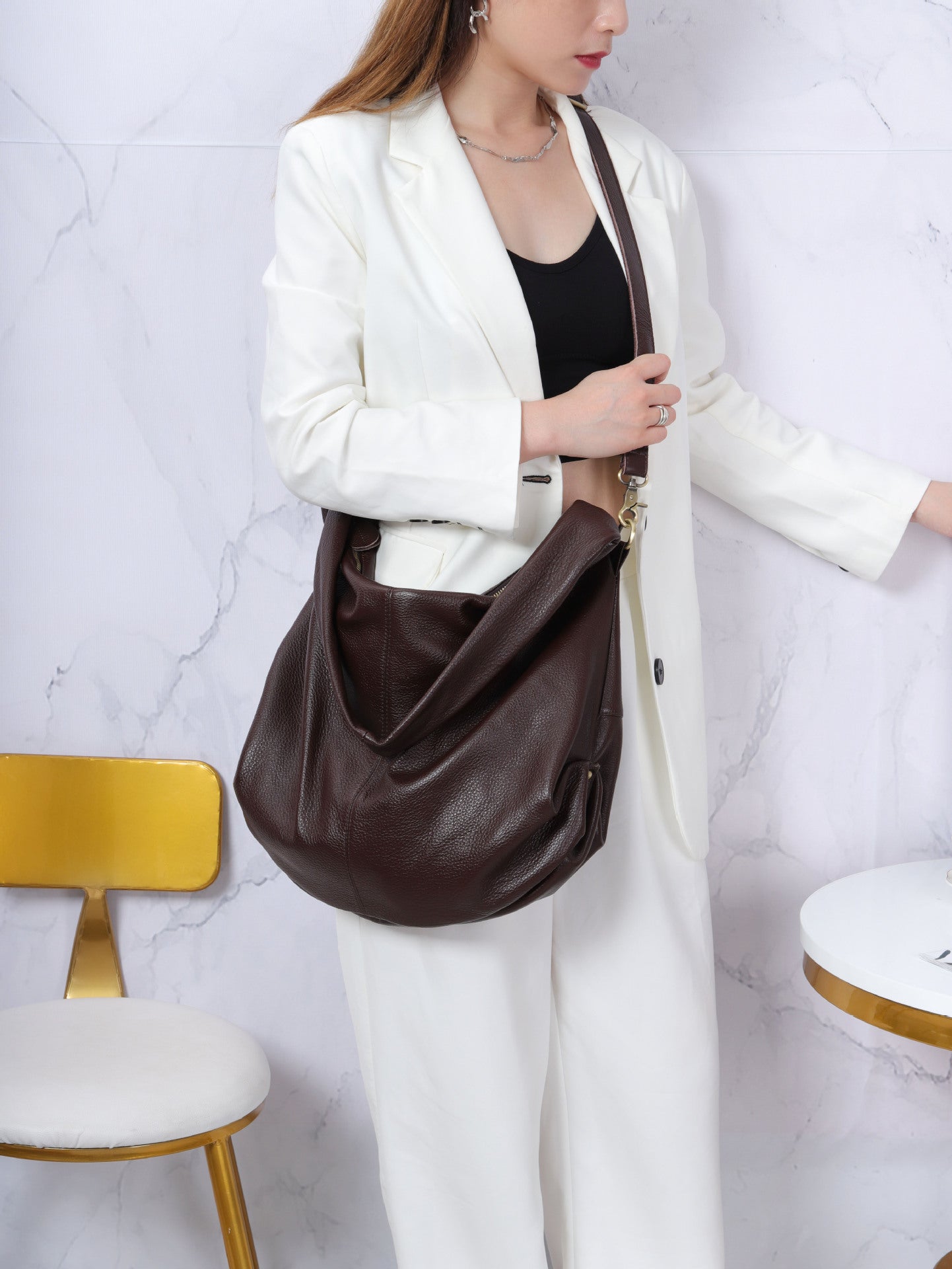 new Style Simple First Layer Cowhide Casual Bag