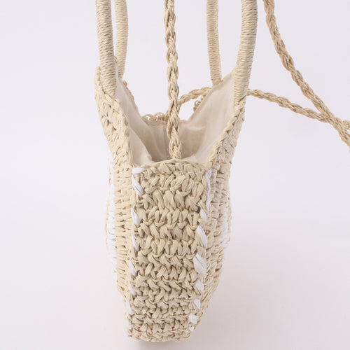 Beach Braided Bag Round Tote Shoulder