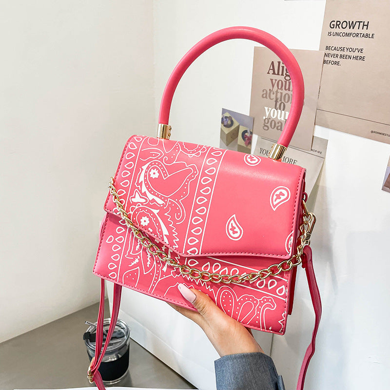 New Style Color Contrast Printing Women's Fashion Chain Messenger Bag