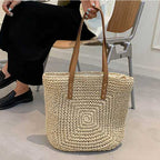 Large Capacity Straw Beach Shoulder Bag