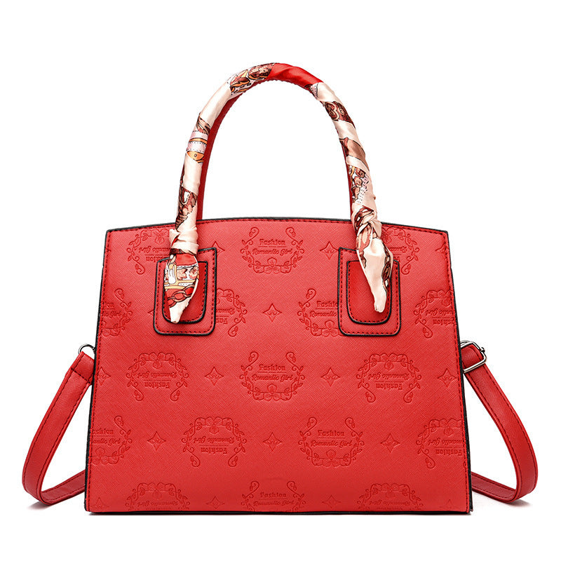 Large-capacity Fashion And Popular Embossed Ladies One-shoulder Messenger Handbag