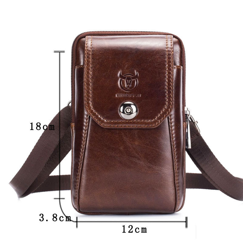 Leather Shoulder Messenger Bag Wear Belt Mobile Phone