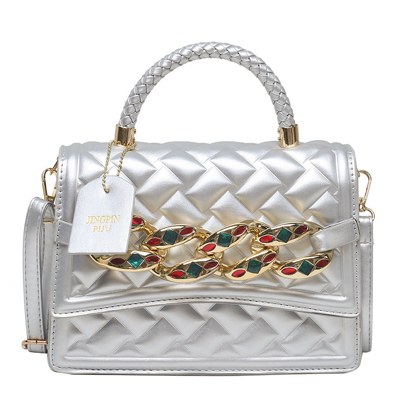 Vintage Diamond Color Diamond Chain Shoulder Bag