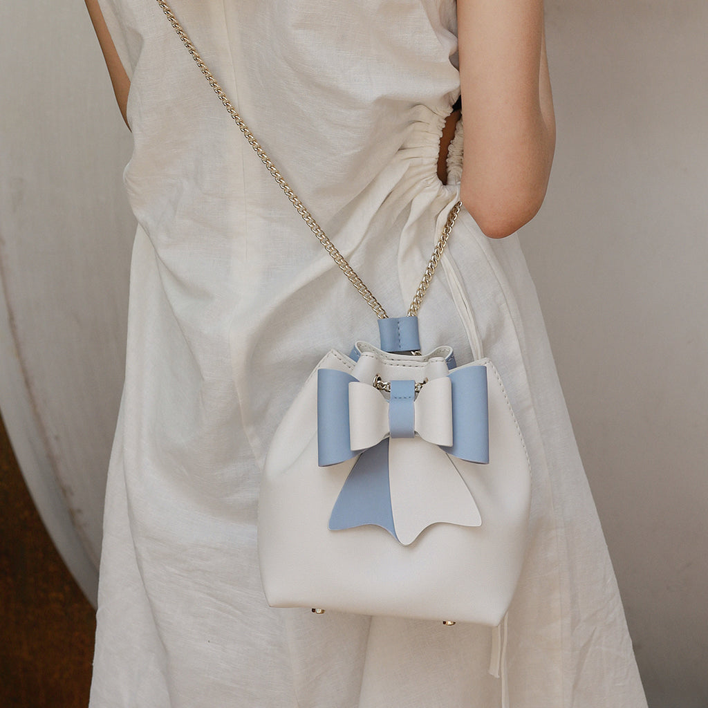 Women's Hand-woven Diy Bow Leather Bucket Bag