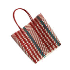 Plastic Hand Braided Stripe Shopping Shoulder Bag