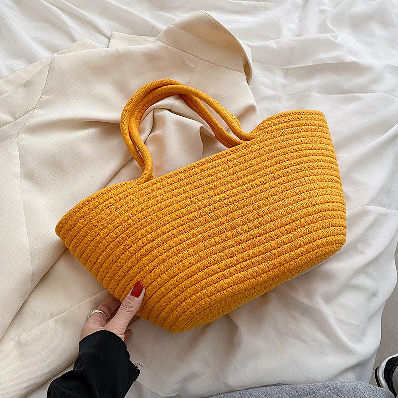 Cotton Woven One hand Portable Large Capacity Bucket Women's Bag