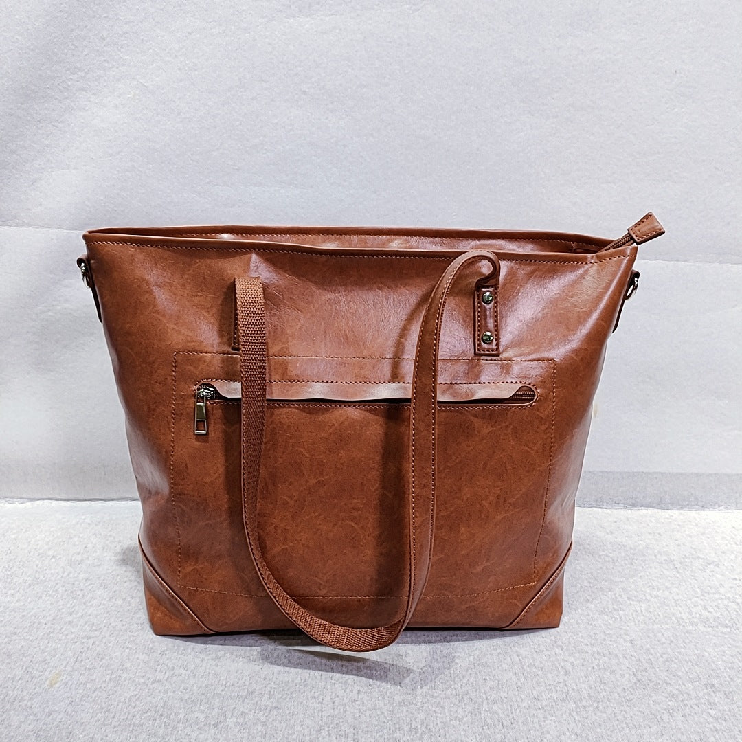 Vintage Vegetable Soft Oil Waxed Shoulder Crossbody Bag