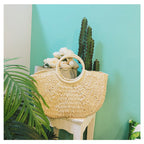 Seaside Holiday Woven One Shoulder All Match Straw handBag
