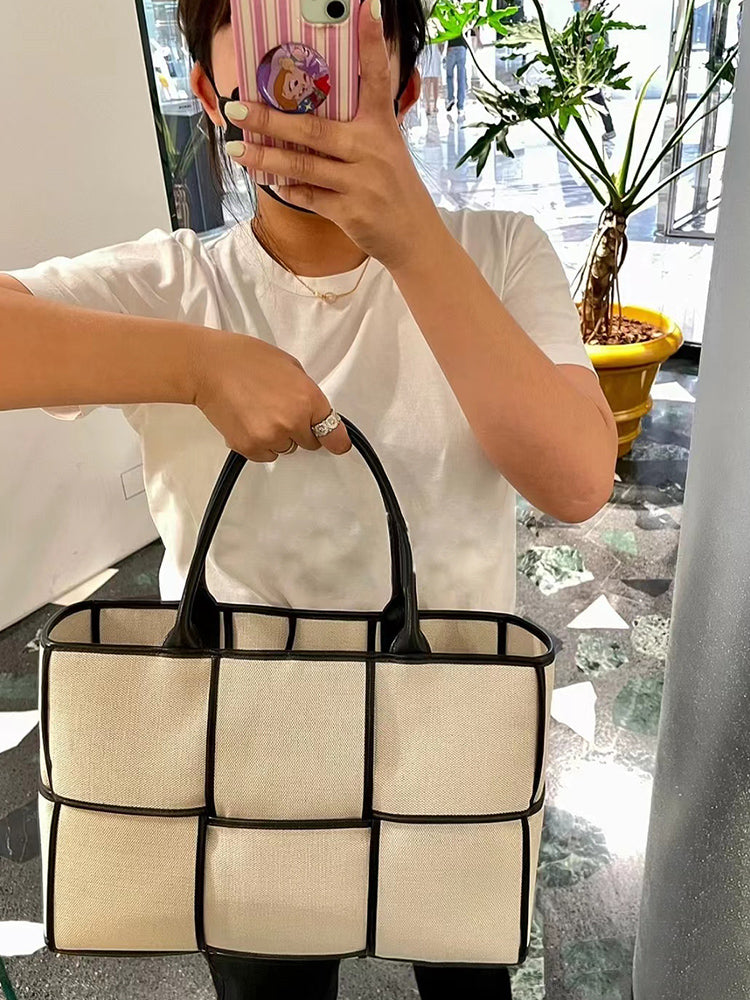 Canvas Fashion Versatile Denim Woven Handbag