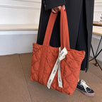 Women's Winter New Silk Scarf Rhombus Large-capacity Padded Shoulder Bag