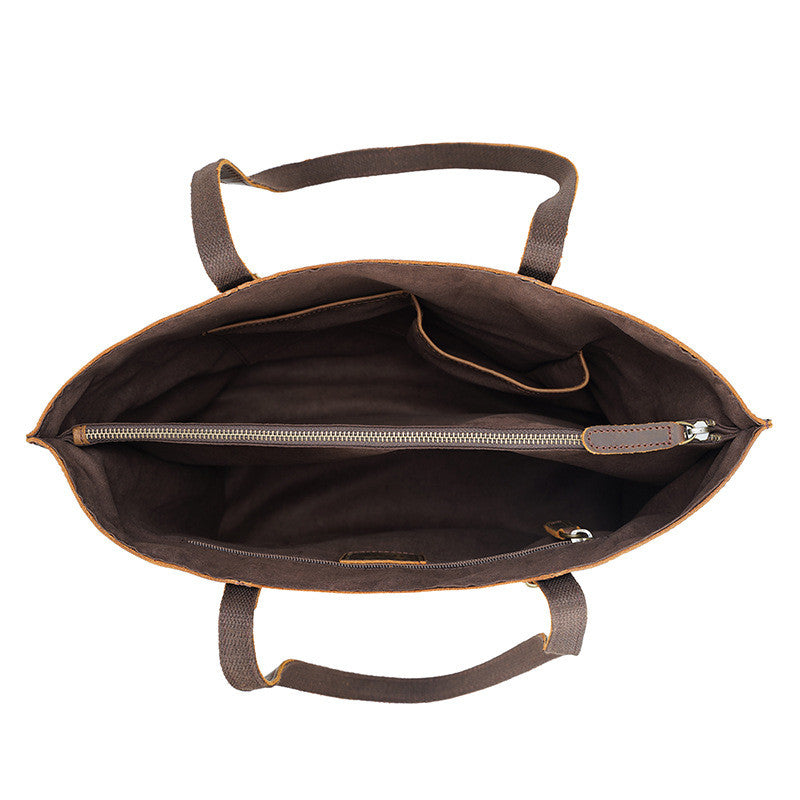 Vintage Large Capacity shoulder bag Top Layer Cowhide