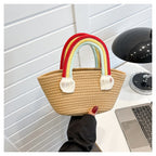 Rainbow Handbag Cotton Rope Handmade Straw Woven