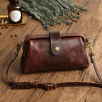 Tanned Leather Small Mouth Gold Shoulder Bag