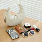 New Women's One-shoulder PU Zipper Hand-held Crescent handBag