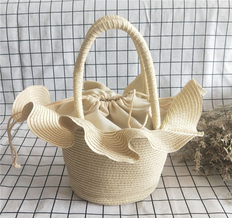 Popular Thin Paper Braids Hat And Straw Women's Bag