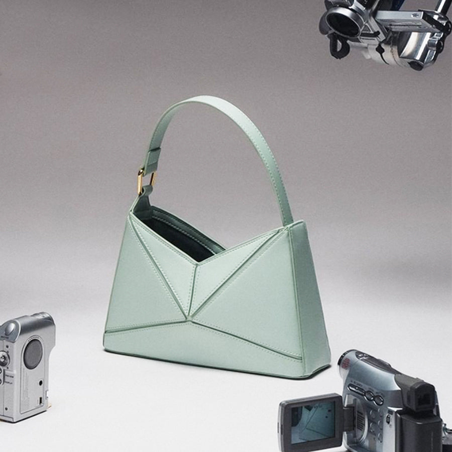 Plain Color Patchwork One-shoulder Bag