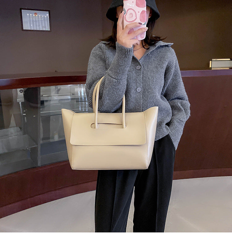 New Winter Simple Car Stitching Solid Color Tote Commuter Bag Female Western Fashion Casual One-shoulder Handbag