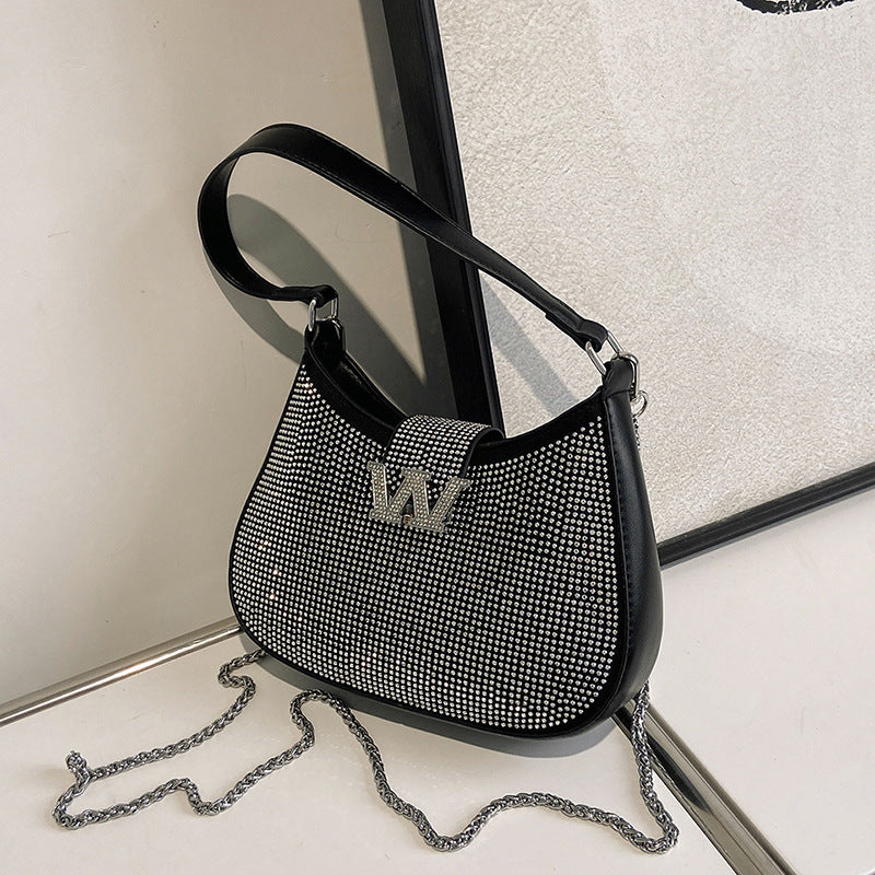 Chain One Shoulder Rhinestone King Bag Portable Women's Bag