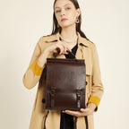 Retro Brain Simple Cowhide Yard Style Schoolbag Girl