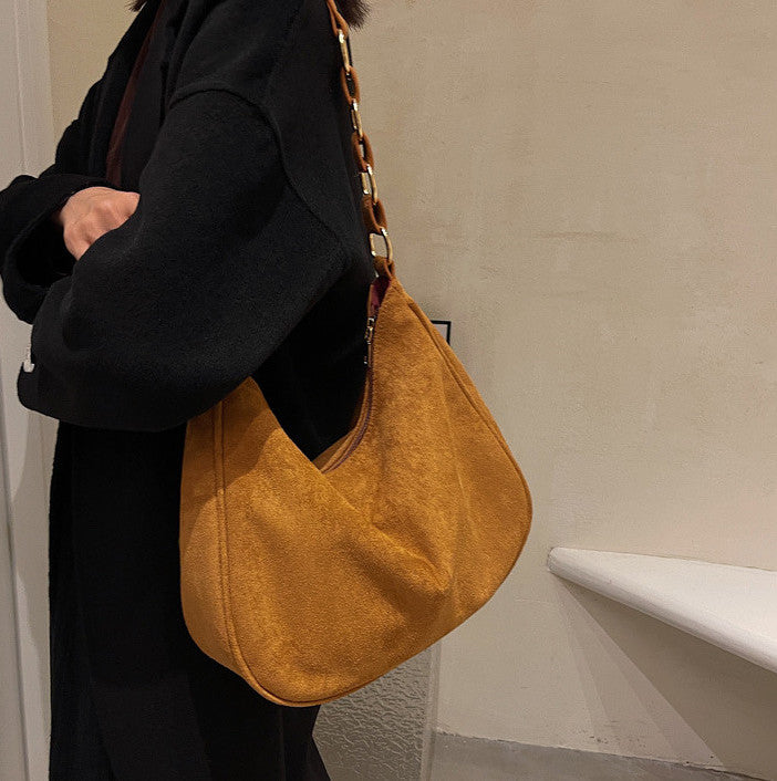 Autumn And Winter New Simple Fashion Large Capacity Suede Ladies